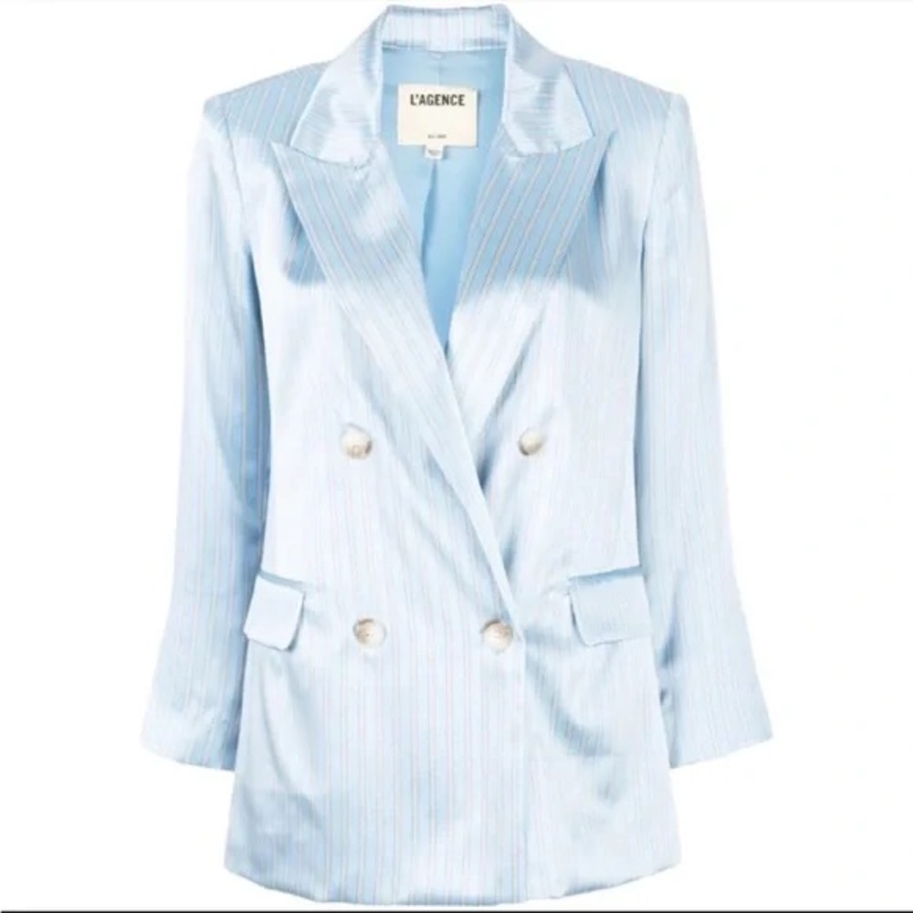 L’Agence Taryn Blue Silk Blazer Size 0 - Picture 2 of 5